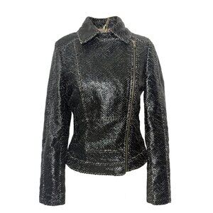 Van Caloen Distressed Leather Biker Jacket